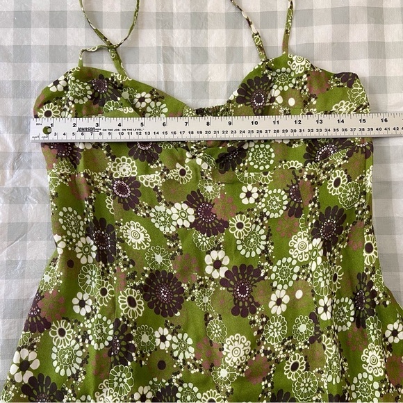 Artizia Wilfred City lights floral mini dress green white sweetheart neckline 8 - Picture 11 of 14